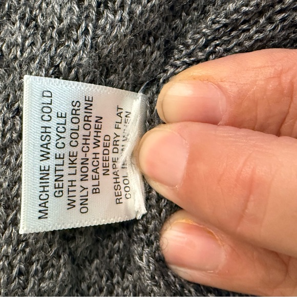 Laura Ashley Charcoal Gray wool blend open knit long line cardigan sweater sz Lg - Picture 3 of 7